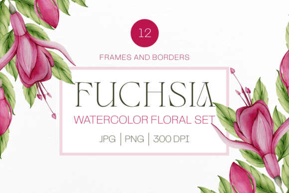 Download Pink Watercolor Fuchsia Flower Frame Set - Frame set Collection