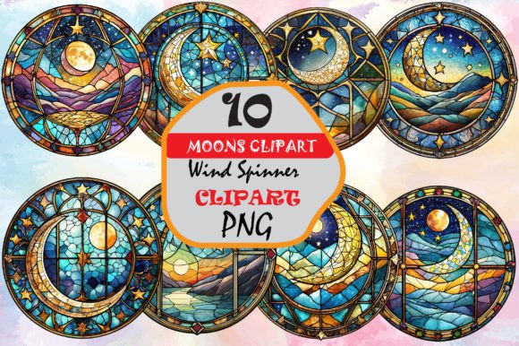 Download Watercolor Stained Glass Moon Clipart - Moon clipart Collection