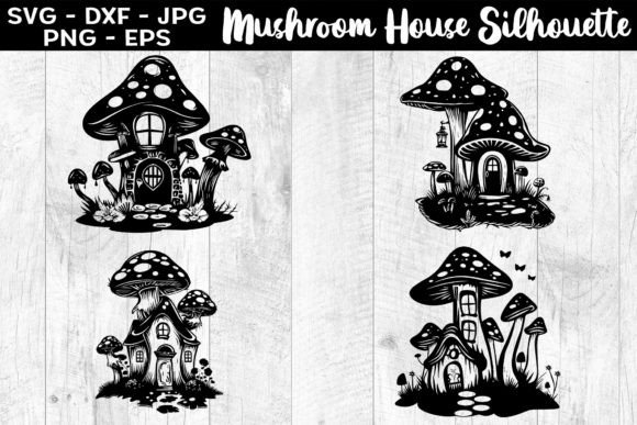 Download Mushroom House Silhouettes SVG EPS PNG - Mushroom house Collection