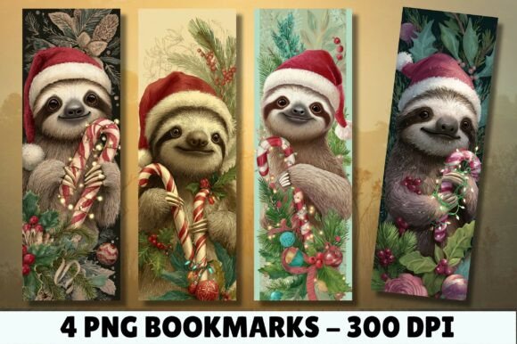 Download Christmas Sloth Candy Cane Bookmark - Premium Resources