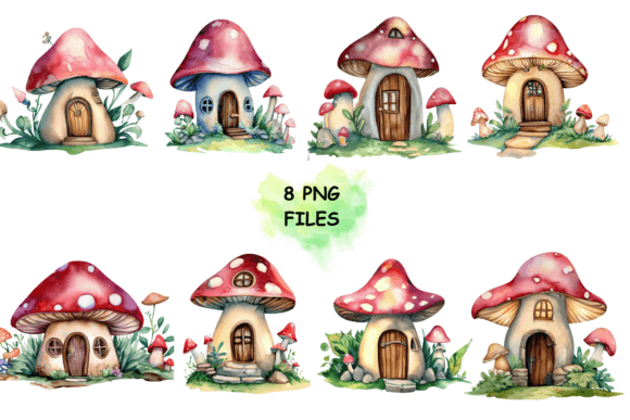 Download Fairy Mushroom House Watercolor Clipart - Mushroom house Collection