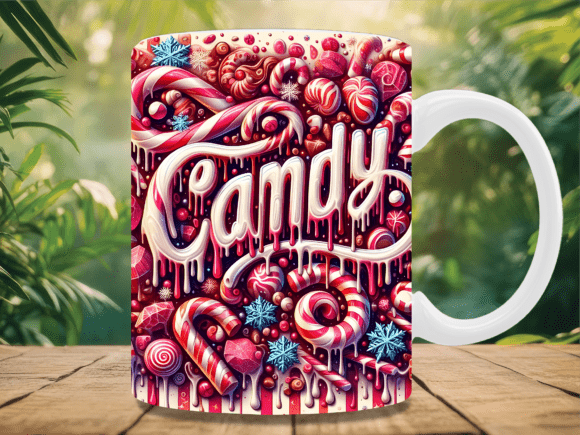 Download Sweet Christmas Candy Cane Mug Wrap - Premium Resources