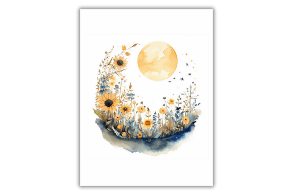 Download Watercolor Floral Moon- Art Print - Premium Resources
