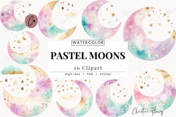 Download Watercolor Pastel Moon Clipart - Moon clipart Collection