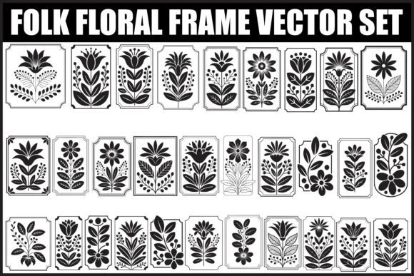 Download Folk Floral Frame Vector Set - Floral frame vector Collection
