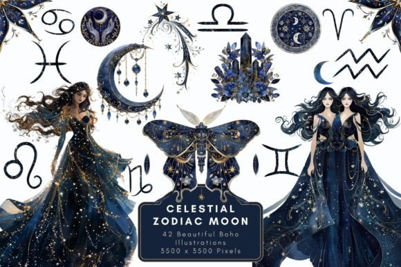 Download Celestial Zodiac Moon Clipart - Moon clipart Collection