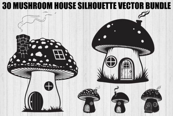 Download Mushroom House Silhouette Bundle - Mushroom house Collection