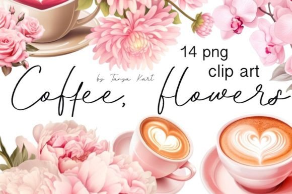 Download Rose and Coffee Cup Clipart |Pink Flower - Coffee cup Collection