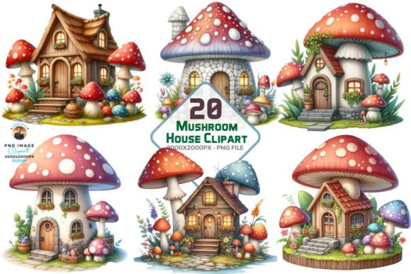 Download Watercolor Mushroom House Sublimation - Mushroom house Collection