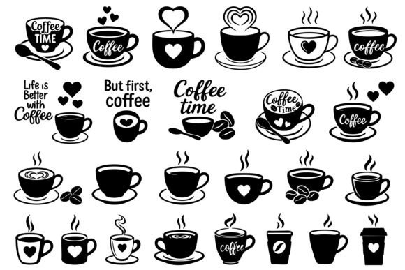 Download Coffee Cup Silhouette SVG Bundle - Coffee cup Collection