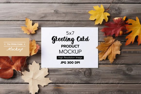 Download 5x7 Greeting Card Mockup, Fall Leaves - Greeting card Collection
